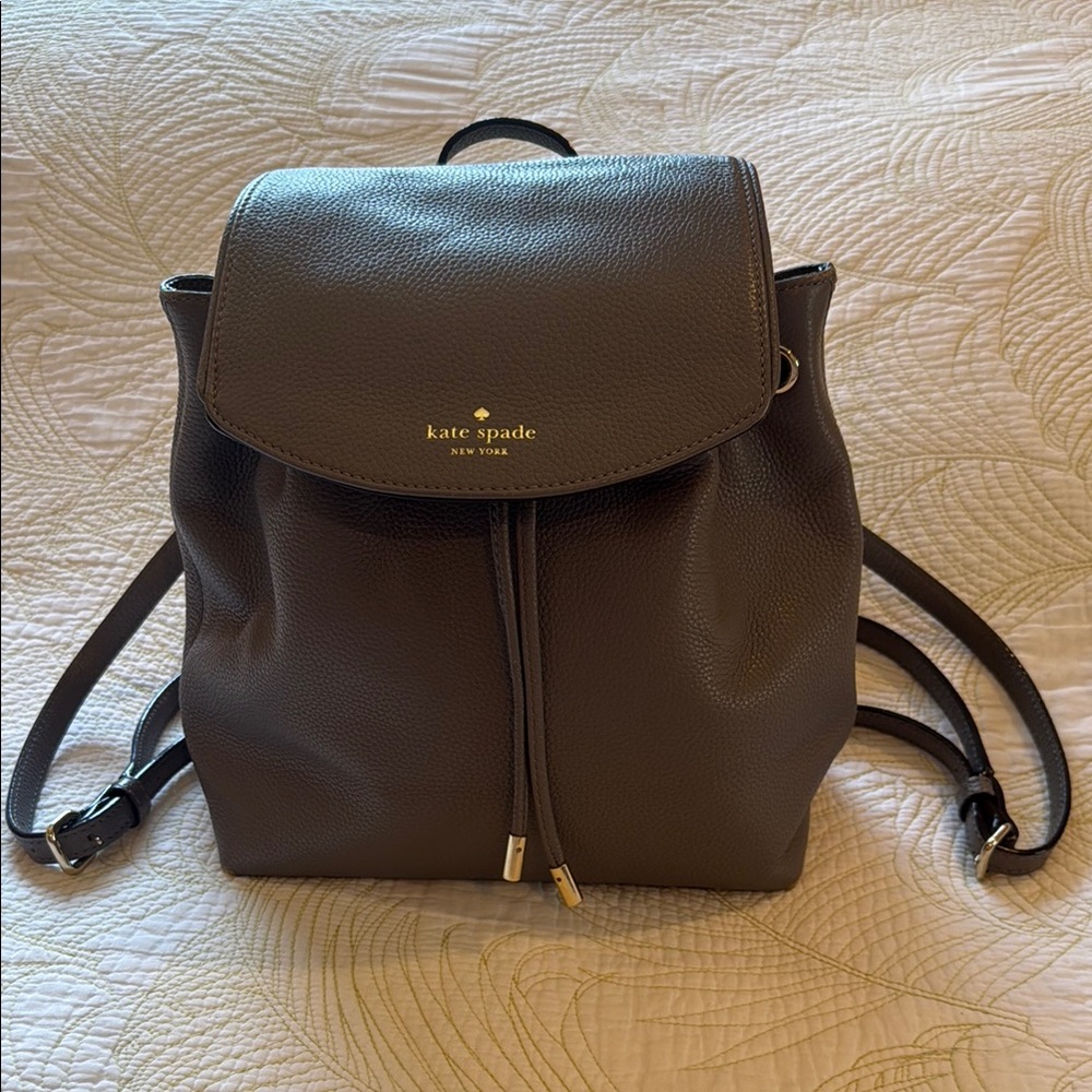 Kate Spade Gray Backpack with Flap-Top Design